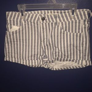 H&M Gray and White Striped Shorts
